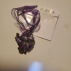 Purple Butterfly Necklace, NEW 