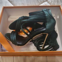 Emerald Green Velvet Heels