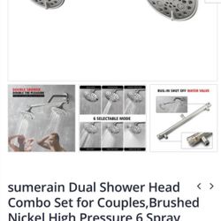 🚿 Sumerain Dual Shower Head Combo – Brushed Nickel