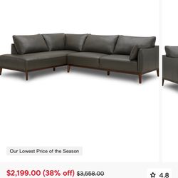 Jollene Leather 2-Pc. Sectional with Chaise 