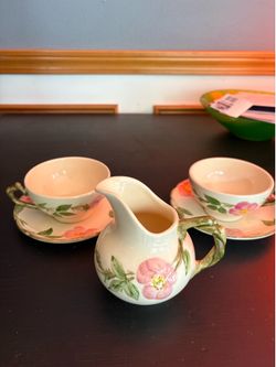 Franciscan stoneware creamer 2 cups and saucers