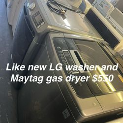 Like New LG Washer And Maytag Gas Dryer 