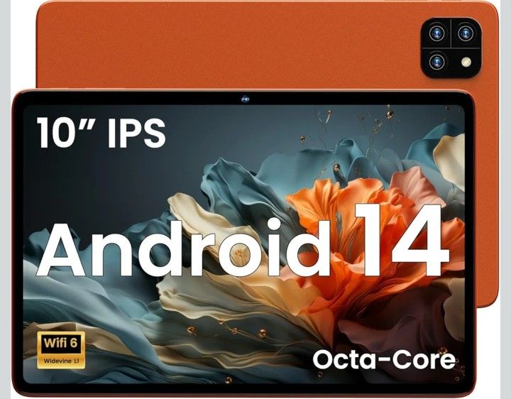 10.1 inch Android 14 Tablet, Octa-core Processor, RAM 12GB, ROM 128GB (Up to 2 TB),