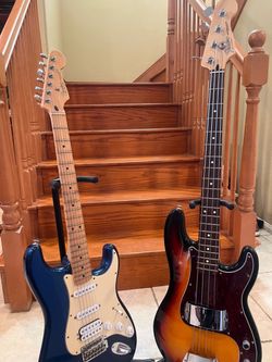 Fender MIM Precision Bass and Stratocaster