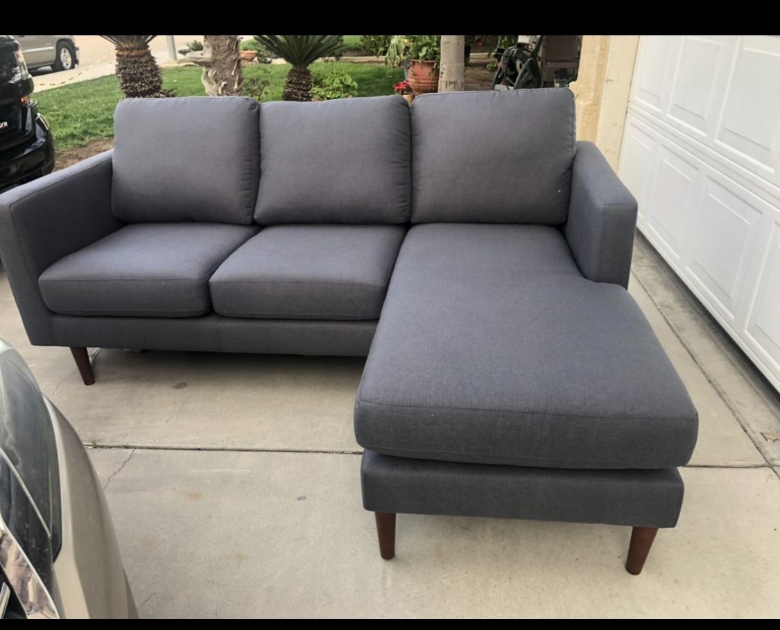 Brand New Dark Grey Mid Century Style Sofa Sectional, Retails For Over $900