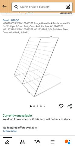 Whirlpool replacement oven rack