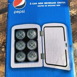 Pepsi NEW Mini Fridge Cooler House Car Adapter Blue Six Cans