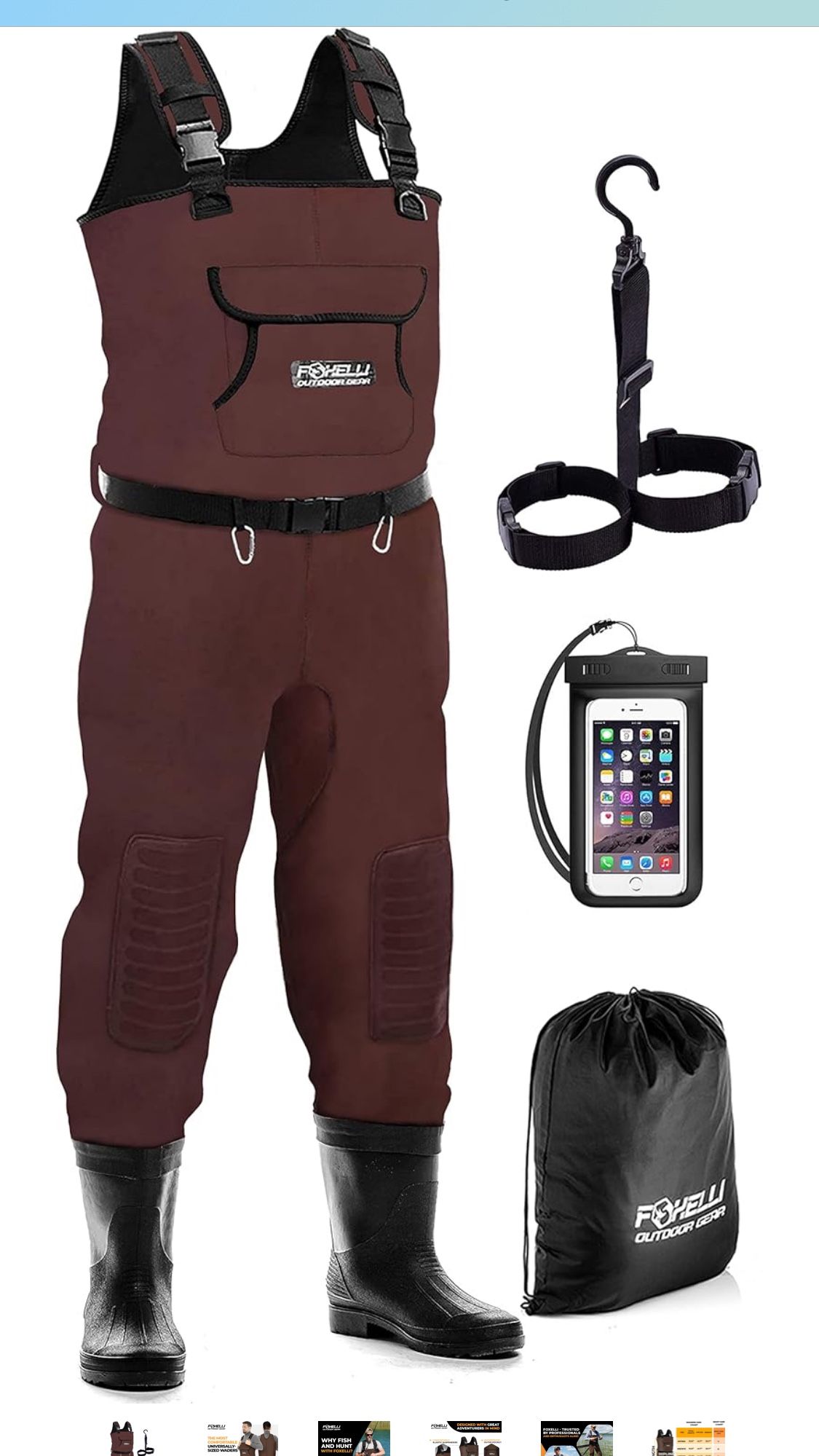 Foxelli Chest Waders, Waterproof 4mm Neoprene Hunting & Fishing Waders for Men & Women with Boots