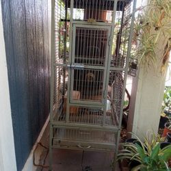 Jaula De Pájaros De Metal Con Llantas 18 Pulgadas Ancho 50 De Altura