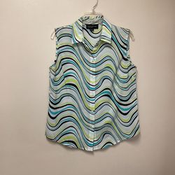 Women’s JONES NEW YORK COLLECTION 100% Polyester Sleeveless Button Down Blouse… Size 8