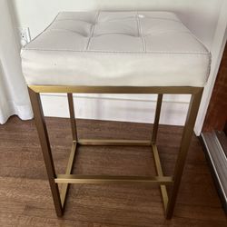 Brass & White Leather Counter Stools