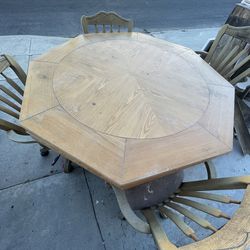 Dining, poker and chess table with 4 chairs