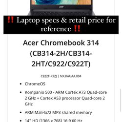 Acer Chromebook Laptop Touchscreen 