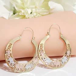 14k Gold Plated Elephant Hoops