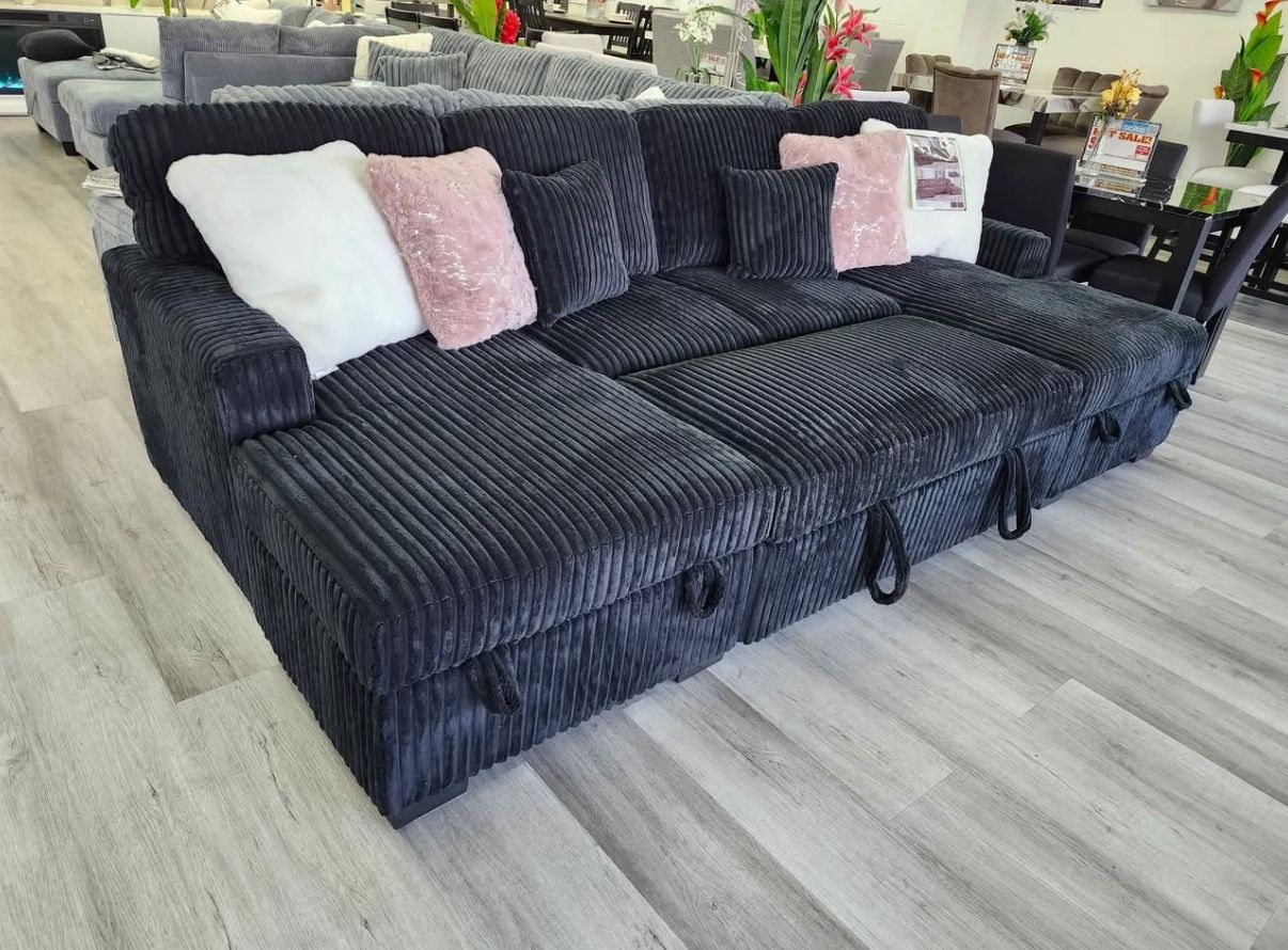 🛋️NEW!! Corduroy Sleeper Sectional Sofa STILL IN BOX 📦 