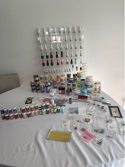Huge Nail Art Supply Lot Gel Polish Glitter Rhinestones Charms Decorations 100+ PCS