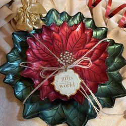 Christmas Gift Glass Plates Set Of 2