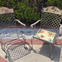 Vintage Wrought Iron With Italian Style Tile (with Cushions And Pillows!)