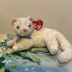 Rare Starlett Beanie Baby White Cat with Pink Ears and Blue Eyes 
