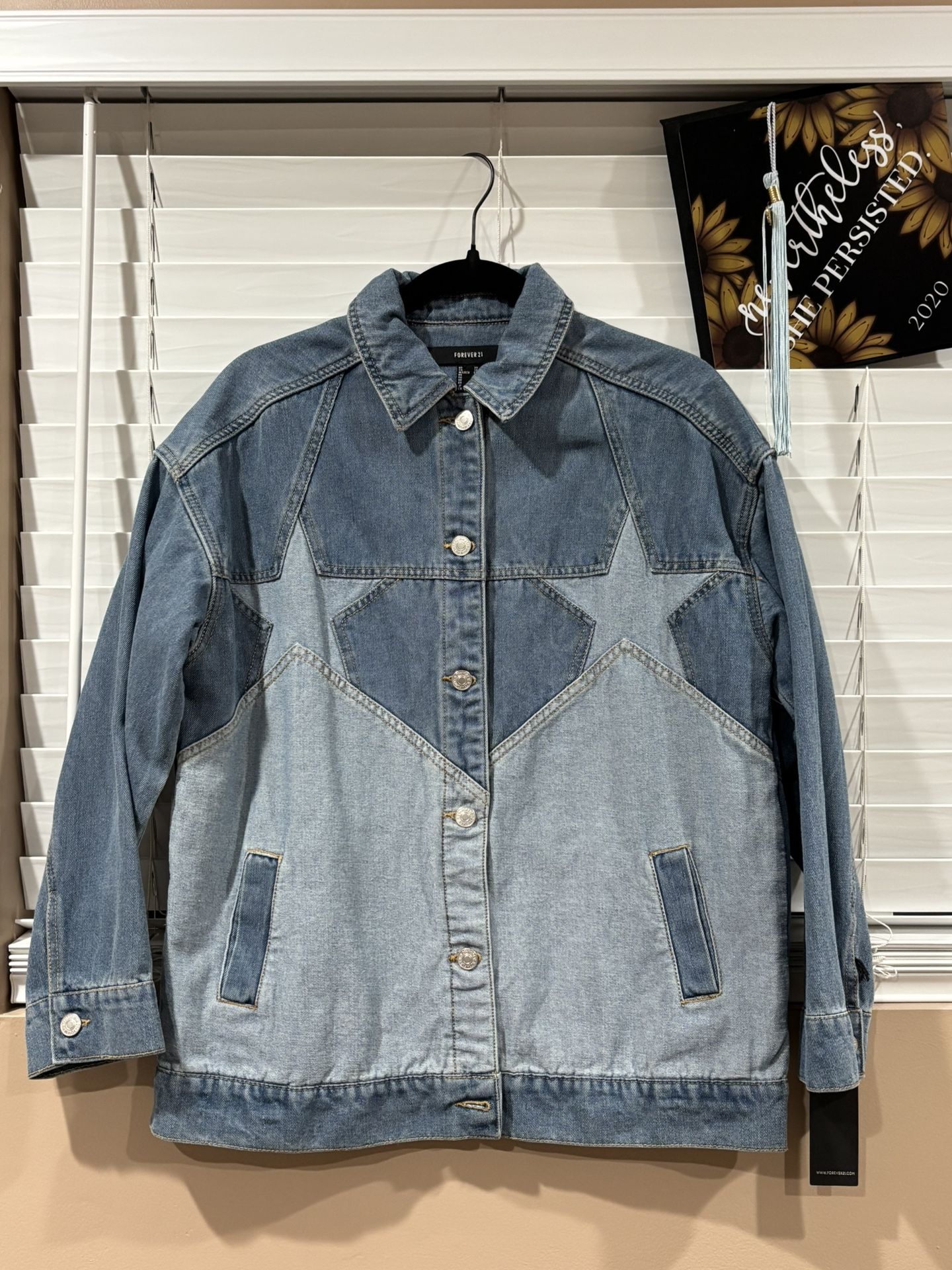 XS oversized Jean Jacket With Stars Design