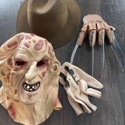 Freddy Krueger Costume Set Mask Hat Glove