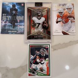 Bijan Robinson Rookie Card Lot (4) Wild Card Lazer Sealed Plus 3 Insert Cards RC