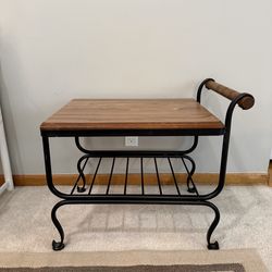 Vintage Woodard Table with Handle 2 Tier End/Side Table