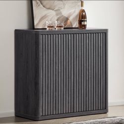 1015-Buffet Cabinet with Storage Sideboard Accent Modern Credenza with Doors & Shelves Fluted 34.6" Tall Media Console Mid Century Coffee Bar Table fo