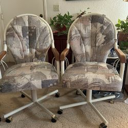 Multipurpose chair with wheels   Can be 360 degrees rotate Good for Dining chair or office chair $25 for One $45 for Both 90% newCan be 360 degrees ro