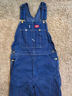 Dickies Indigo Blue Denim Bib Overalls Workwear Size 32x34