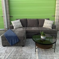 *Free Delivery* Gray Living Spaces Reversible Chaise Sectional Couch Sofa 