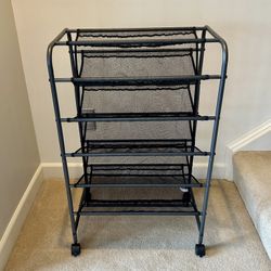 2-Sided Rolling Shoe Rack Cart Organizer - Holds 30 Pairs of Shoes