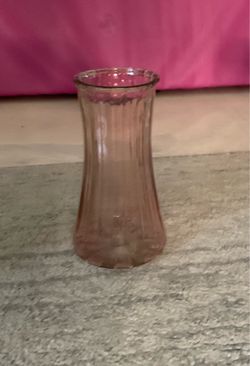 Pink Ribbed Glass Vase