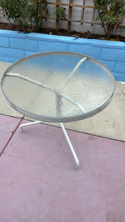 Round Glass Top Patio Side Table