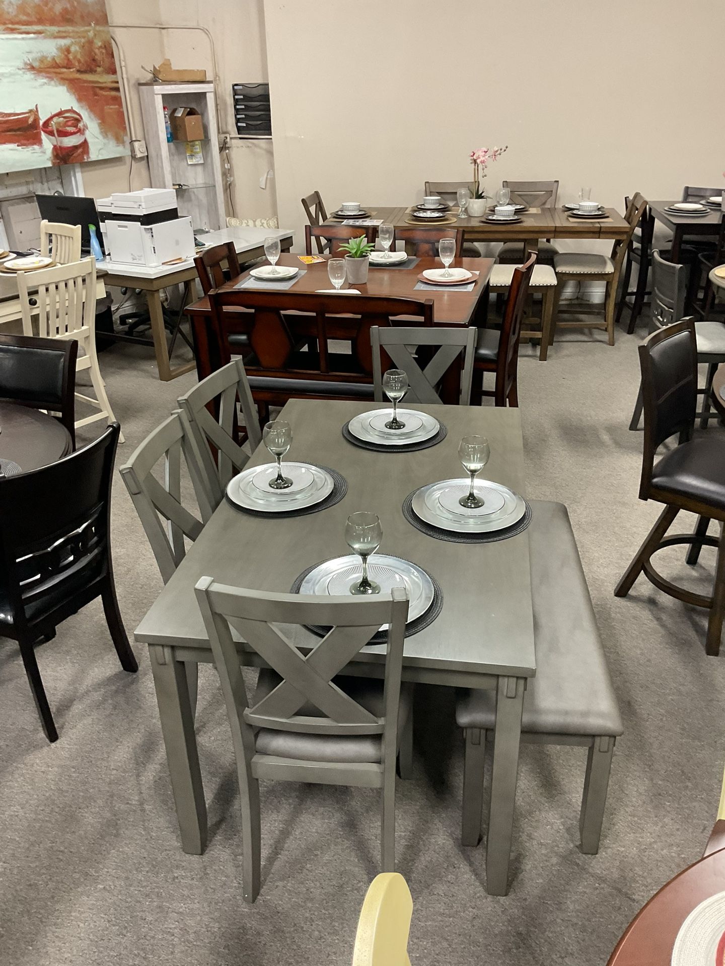 Six piece dining table Set Solid Wood