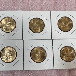 6 SACAGAWEA GOLDEN DOLLAR AMERICAN INDIAN COINS sold As Group 
