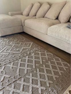 122" U-Shaped Symmetrical Sectional Sofa with 2 Movable Ottomans, Corduroy Upholstered for Living Room