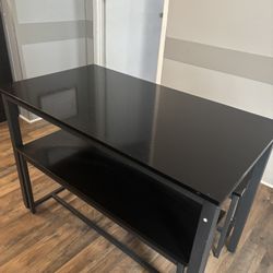 Black Table With Bench Seats 