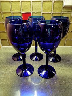 Vintage Cobalt Blue Stem Glasses