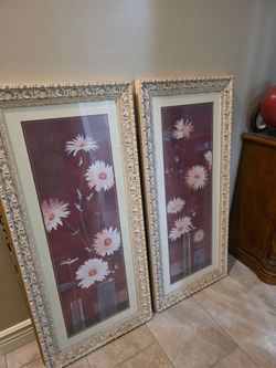 Framed Daisy Floral Art Prints – Set of 2