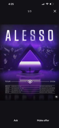 2 alesso tickets for 130 each