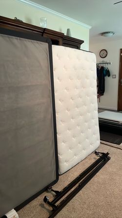 Full spring air mattress and box spring with bed frame