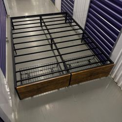 Modern Metal Platform Bed Frame w/ Underbed Storage