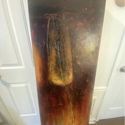 Tall slim abstract paintings x3