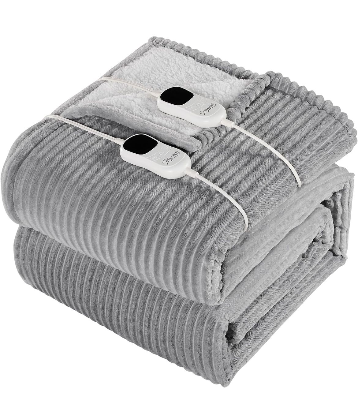 Homemate Electric Blanket Queen Size - 84"x90" Heated Blanket Queen Size 1/2/4/6/8 Hours Auto-Off 10 Heat Levels Over-Heat Protection Soft Flannel She
