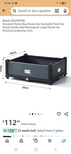 Elevate Planter Box with Legs Deck Gardening Fruits Flower Raised Garden Bed
COMES 2, BUT IT HAS TO BE CONECTED TOGETHER, SO IT WILL BE LONG