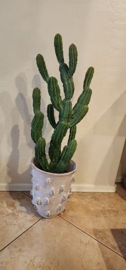 Large Artificial Cactus in Textured Pot