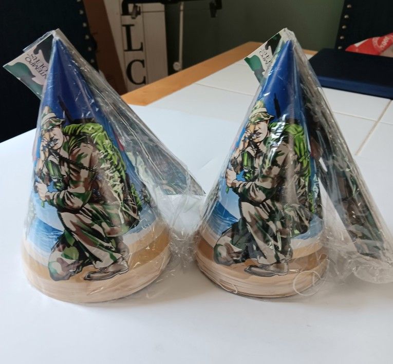 New 90s GI JOE sealed Party Hats 2 Packs Of 8 Birthday Supplies. Hasbro Vintage