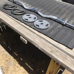 Chrome Curved Curl Bar With 2 Hex Nut Spin Lock Collars And Weights For Sale