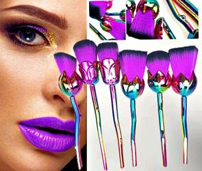 purple rose makeup brush set
